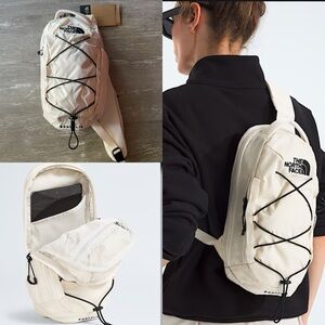 NWT The North Face Borealis Sling Bag Crossbody in Gardenia White/TNF Black